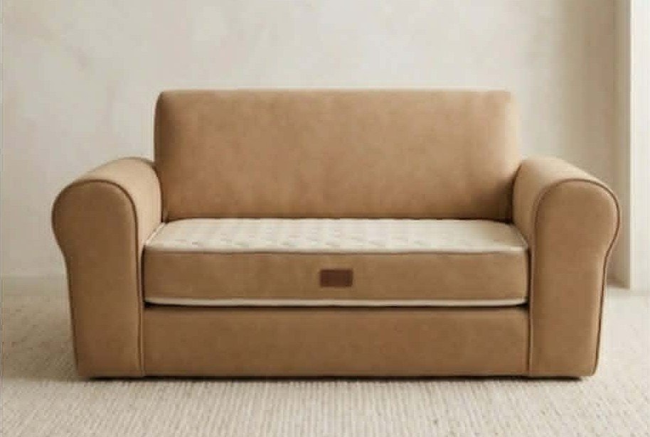 The Lux Murphy sofa in its compact daytime configuration